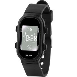 Juboos Kids Digital Watches for Boys Girls Ages 7-16, 3ATM Waterproof Sport Child Watch with Night Light, Alarm Clock, Stopwatch (Black)