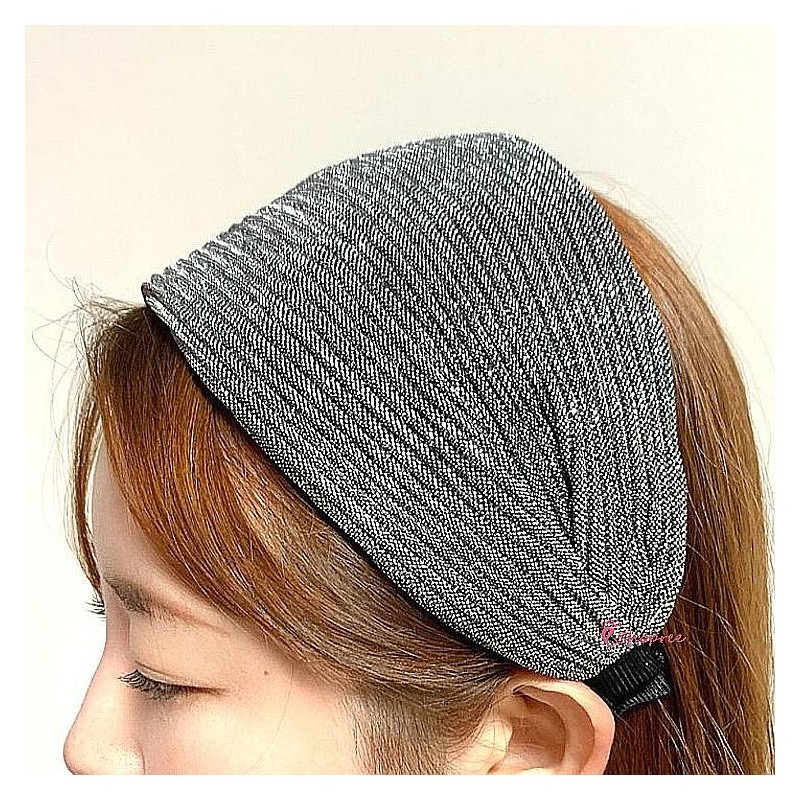 샵프리C Wide Ribbed Pearl Hair Band 13cm Retro Summer Headband