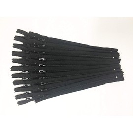 YKK Zippers Black Color 7 Inch Number 3 Nylon Coil Set of 20 Pieces