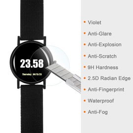 HARFINGTON 5pcs Watch Glass Screen Protectors 32.5mm Violet Tempered Glass High AL Anti-Glare 9H Hardness 2.5D Anti-Scratch Anti-Explosion Smartwatch Screen Protection Film