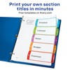 Avery 5 Tab Dividers for 3 Ring Binders, Customizable Table