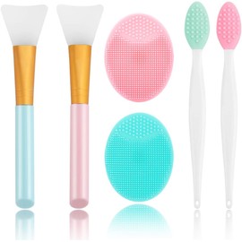 Limpiador facial de silicona, 2 brochas exfoliantes para labios, 2 brochas de limpieza facial, 2 brochas de silicona para máscara facial, 2 brochas exfoliantes para el cuidado de la piel