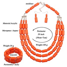 Chamvino Bohemian style multilayer beaded Necklace + Earrings + Bracelet set for Women's and girls gifts, Acrylic, No Gemstone