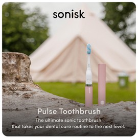 Sonisk Pulse | Battery Powered Electric Toothbrush | Sonic Technology | 1x Battery, 2X Brush Heads, 1x Travel Case Included | 31,000 Strokes Per Minute | Portable Size | Dusty Pink