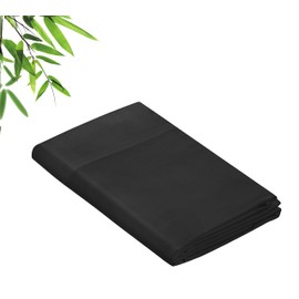 Royale Linens Bamboo Viscose Queen Flat Sheets Only - Cooling Sheets - Organic Viscose Derived from Bamboo - Queen Size Flat Sheet Only - Top Sheet - Breathable & Silky Bedding (Queen, Black)