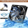 2-Pack IP67 Waterproof Silent 12V DC Cooling Fan - 120mmx25mm