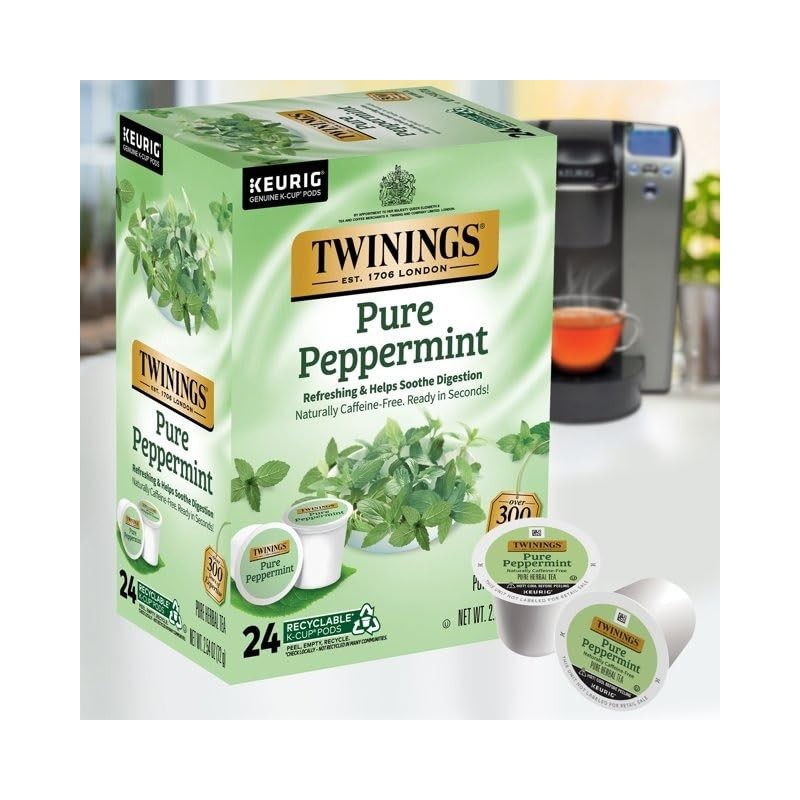 Twinings Pure Peppermint Tea Single Serve K-Cup Pods for Keurig,