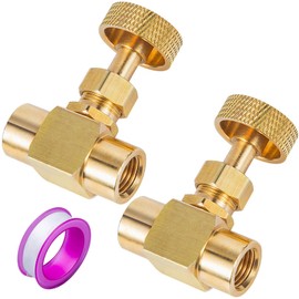 Breezliy 2 Pieces Heavy Duty Brass Instrument Replacement Control Needle Valve 1/4" Npt Female X 1/4" Npt Female Connection Golden