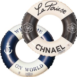 Inflatable Swimming Ring, 2 Pieces Swimming Hoops, Large Swimming Ring, Water Toy for Pool and Beach Party Toy for Children and Adults (Blue + Black)