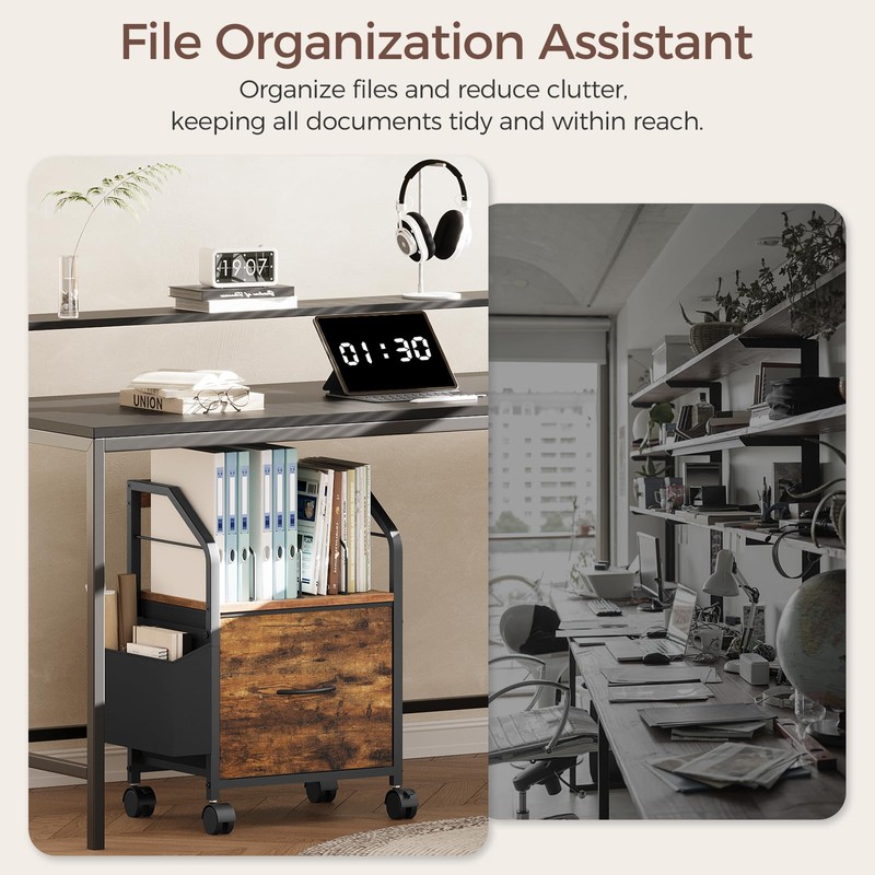 MAHANCRIS Small File Cabinet, Rolling Filing Cabinet for Under Desk