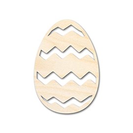 Unfinished Wood Striped Egg Shape Easter Craft up to 46" DIY 4" / 1/8"