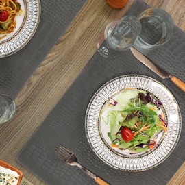 Set of 4 Faux Leather Placemats, PU Table Mats, Waterproof, Stain Resistant, Heat Resistant, Easy to Clean for Kitchen Dining Table,Conference Table