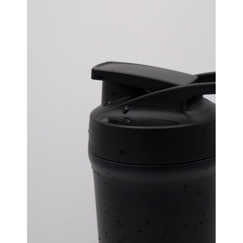 Peaksymmetry Black Stainless Steel Protein Shaker with Screw Cap