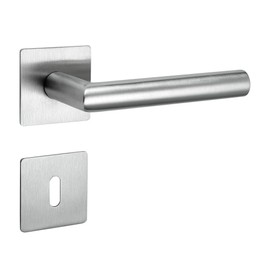 ck-türbeschläge New Orleans Q Handle Set | 3 mm Magnetic Flat Rosette | Fixed Bearing | V2A Stainless Steel Matt | BB (Deadbeard)