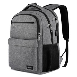 LIBENED Backpack for Men and Women, School Backpack for Teen Boys Girls, Grey, 17.3 Inch