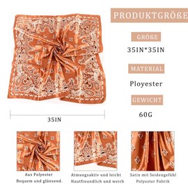 Generisch Headscarf for Women, Pack of 3 Large Square Satin Headscarves, Silk Feel Hair Bandana, Scarf, Boho Head Wrap Headwear, Multicolor-J