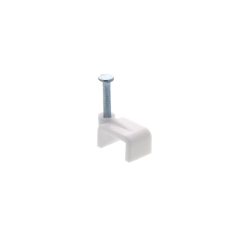 Secure 10mm White Flat Nail Cable Clip for Coax, Ethernet,