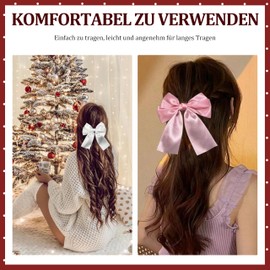 Christmas Headbands Hair Band Christmas Hair Accessories for Women and Girls Hair Clips with Large Bow Soft Silky Long Tail French