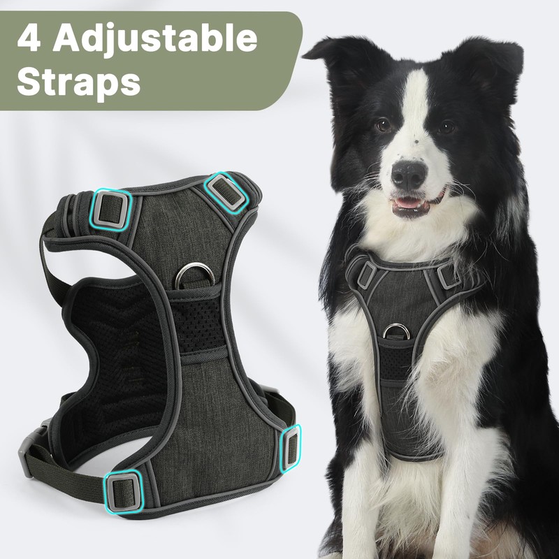Belababy Large Dog Harness, Anti Pull Dog Harness with Soft