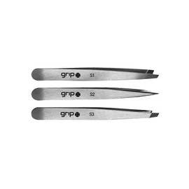 Grip Tweezer Stainless Steel 3pk – Slanted, Claw Slanted & Pointed Tweezers for Precision Grooming – Eyebrow, Ingrown Hair & Splinter Removal Tools