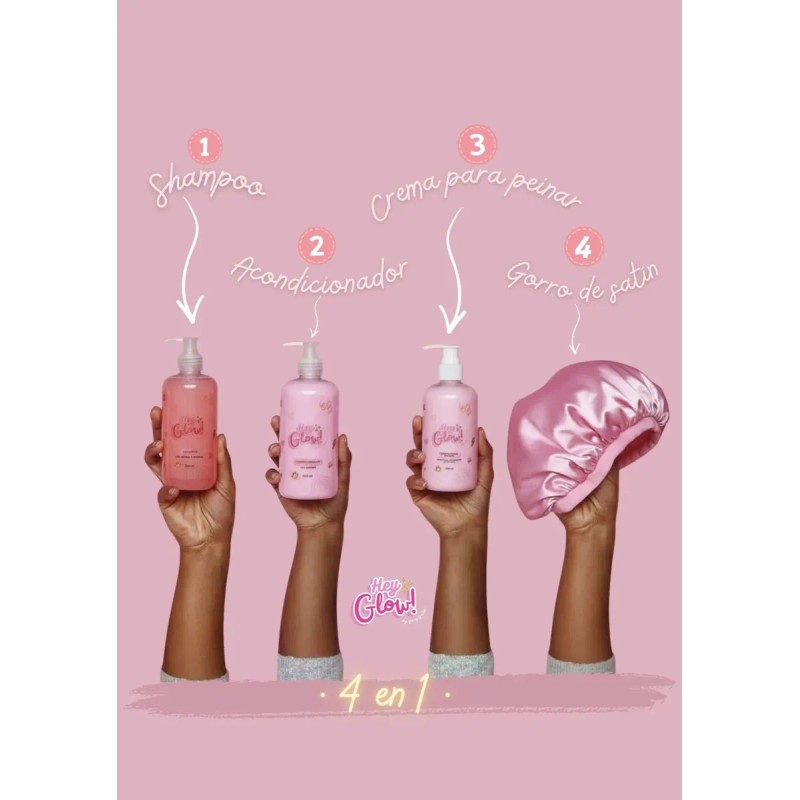 Kit Capilar Hey Glow! Con Colágeno Y Biotina | Pack