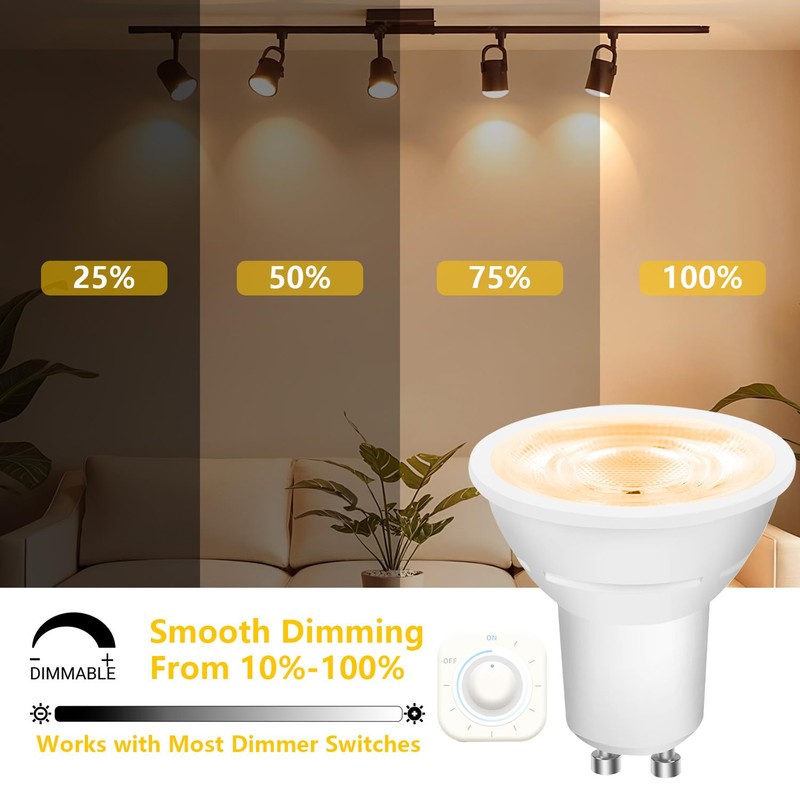 DAYBETTER GU10 LED Light Bulbs, Dimmable GU10 Bulb Replacement for