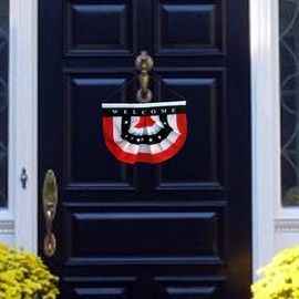 GiftWrap Etc. Patriotic Welcome Sign Front Door - 10" x 16", Memorial Day, 4th of July, President's Day, Veteran's Day, Porch Decor, Hanging Door Decorations, Rustic, Country, Farmhouse, USA