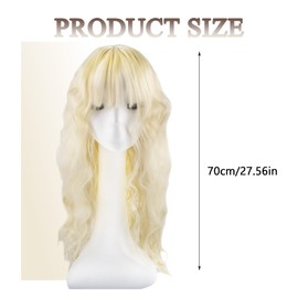 AYNKH Women's Long Wave Blonde Wigs, 27 Inch Long Curly Wig, Synthetic Hair Wig, Full Hair Replacement Wigs,Bangs,Role Play Party, Everyday Use, Light Blonde, Fashion,Mapofbeauty