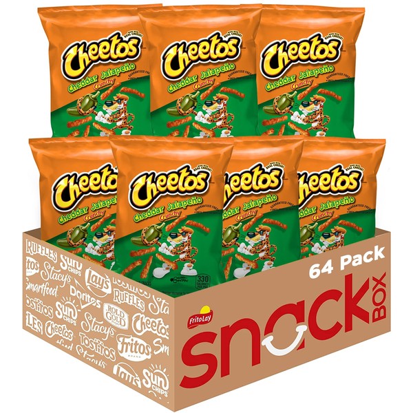 Cheetos Crunchy Cheddar Jalapeno Cheese Flavored Snacks, 2 Ounce (Pack of 64)