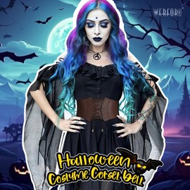 WERFORU Women Corset Elastic Belt Wide Retro Lace-up Tied Costume Waspie Waist Belt for Ladies