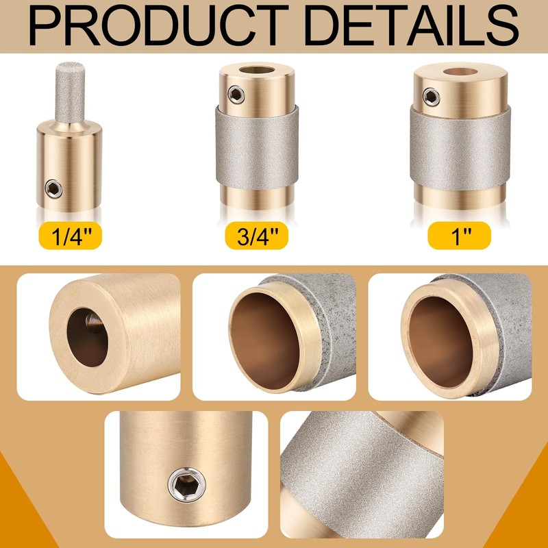 Glass Grinder Bits - Diamond Drill Set, 3 Sizes (1