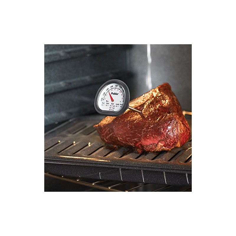 Polder 12454 Deluxe In-Oven Thermometer, Stainless Steel with Easy-to-Read Face
