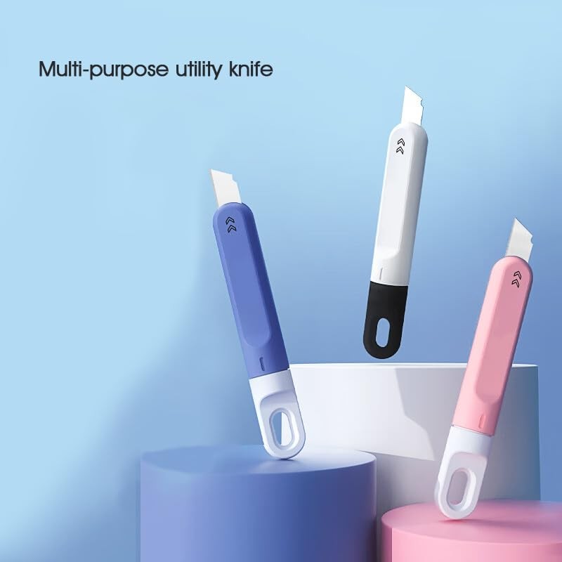 3 PCS Small Box Cutter, Small Utility Knife, Mini Pink