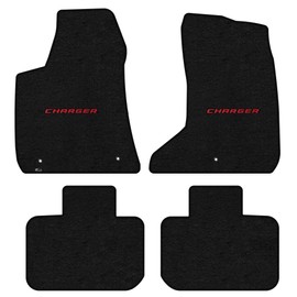 Lloyd Mats Heavy Duty Carpeted Floor Mats for Dodge Charger AWD 2011-2023 (Charcoal, 4PC - Red Charger)