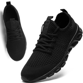 VLHGCG Womens Mens Running Black ShoesTennis Sneakers Lightweight Gym Athletic Walking Sports Slippers Womans 11/Mans 9.5