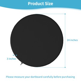 Dartboard Cover, Waterproof Dustproof Outdoor Indoor Dartboard Protective Cover UV Resistant for 24 Inch Dart Board, Black (Cover Only)