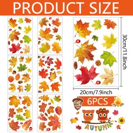 Thanksgiving Fenster Aufkleber, 6 Sheet Erntedankfest Fensteraufkleber, Herbst Fenster Aufkleber, Thanksgiving Dekorationen, Ohne Kleber Statisch Selbsthaftend Fensterdeko Herbstdeko