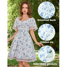 Floral Corset Dress Sundress for Beach Cottagecore Dress Summer Dresses Blue Flower S