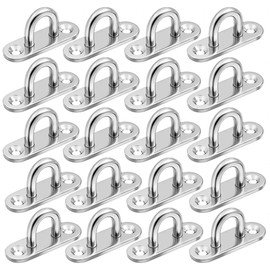 Pack of 20 Stainless Steel Eye Plates, M5 Stainless Steel Cover Plate, Ceiling Hooks, Metal Mounting Hooks, Boat Accessories, Eye Plates with Eyelet, Mounting Hooks for Hanging Items, Awnings, Deck