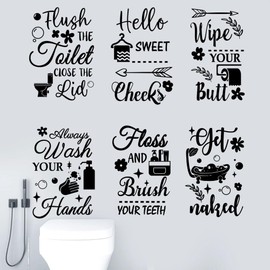 Bathroom Decals Sticker Peel and Stick Wall Decals Vinyl Quotes Art Stickers Positive Stickers Toilet Rules Wall Decor Vinyl Quote Wall Decor for Home