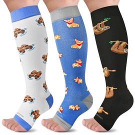 LEVSOX Open Toe Compression Socks for Women & Men 20-30mmHg Toeless Sock Knee High Support Stockings for Circulation Nurses Pregnant Travel