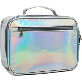 FlowFly Kids Lunch Box Insulated Soft Bag Mini Cooler Back to School Thermal Meal Tote Kit for Girls, Boys, Holographic