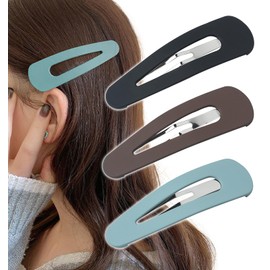 Herbeluemily Hair Clip, Bangs Clip, Hair Clip, Bangs Pin, Large, Set of 3, F, Black, Brown, Sky Blue