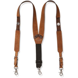 Nocona Belt Co. Men's Buffalo Nickel Basket Leather Suspender, tan, Medium