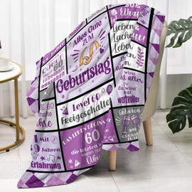 Einanmut 60th Birthday Woman Man Blanket Gifts for 60th Birthday Woman Man, 60th Birthday Decoration, 60th Birthday Woman, 60th Birthday Woman Man, Gift 60th Birthday Woman Blanket 157 x 132 cm
