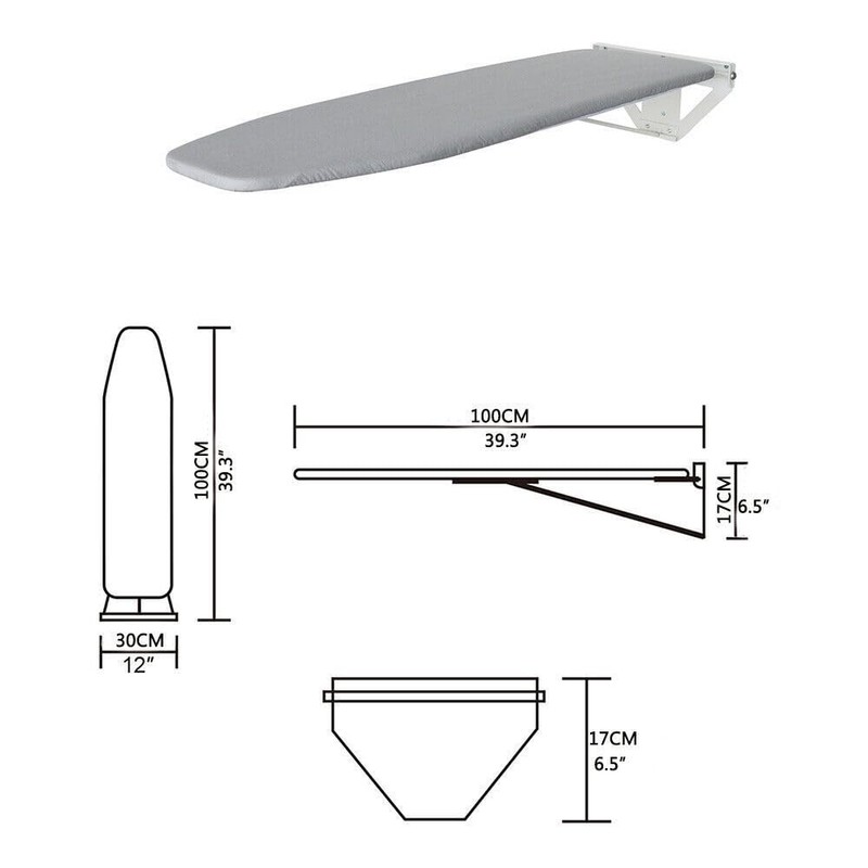 Wall Mounted Ironing Board Adjustable Height Fold Away Iron Board