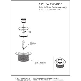 Westbrass Twist & Close 1-3/8" NPSM Fine Thread Bath Drain, Matte Black, D331-F-62