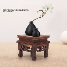Health Gear Wood Display Stand Base Small Tabletop Teapot Display Stand, Wood Carved Pedestal Oriental Home Decoration for Vase Flower Pots Teapot Fishbowl Table Lamp