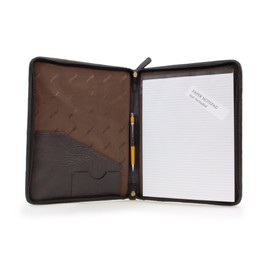 Ashwood - Men's Leather A4 Zip Conference Folder - Presentation Portfolio Folder - Document Holder with Pen & Business Card Pockets - Brown