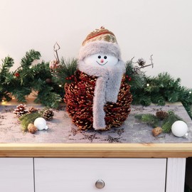 com-four® snowman figure size L, winter decoration figure with pine cone body, loving Christmas details, gorgeous table decorations for the Advent season (gold-colored - L)